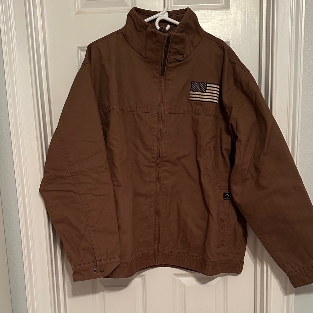 Brown Jacket With American Flag Patch - image 1